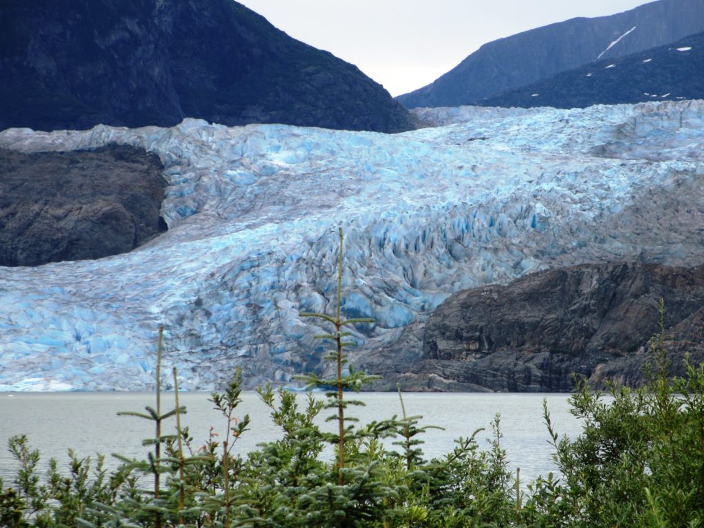 Mendenhall Glacier from Photo Point Trail with trees