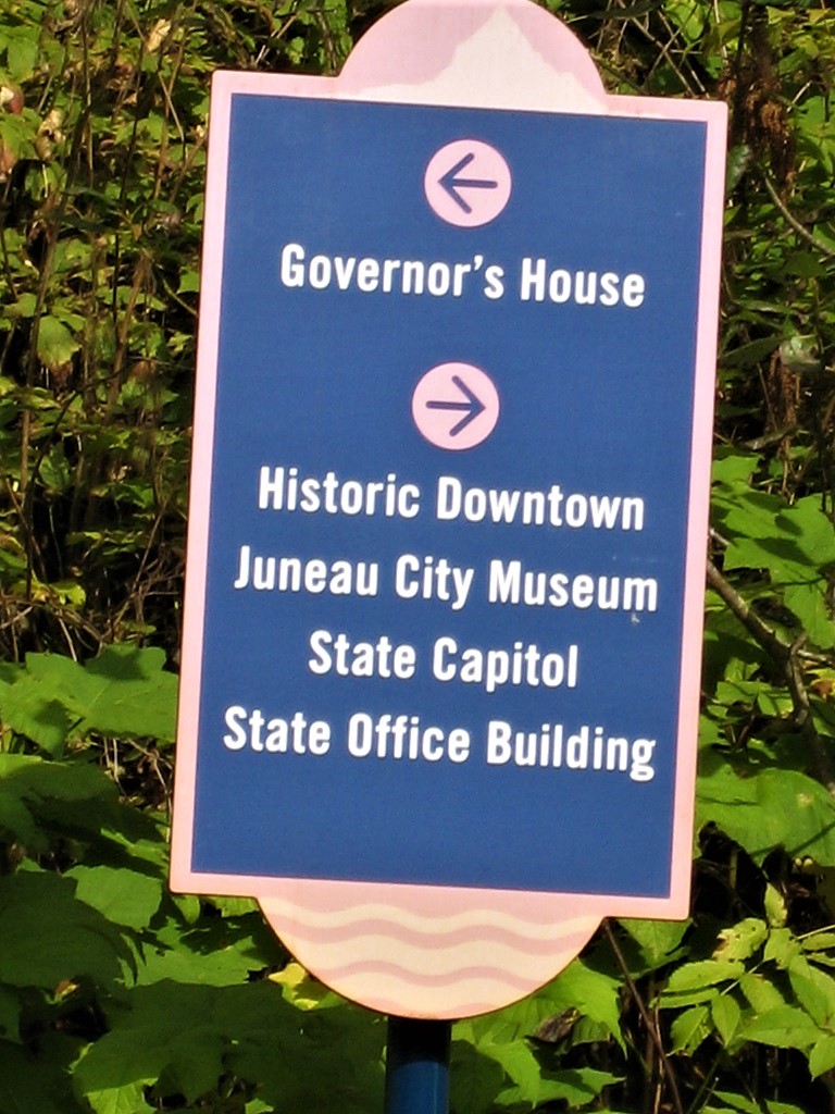 Juneau city landmark sign.