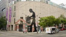 The ‘Hammering Man’ sculpture, found outside the Seattle Art Museum.
