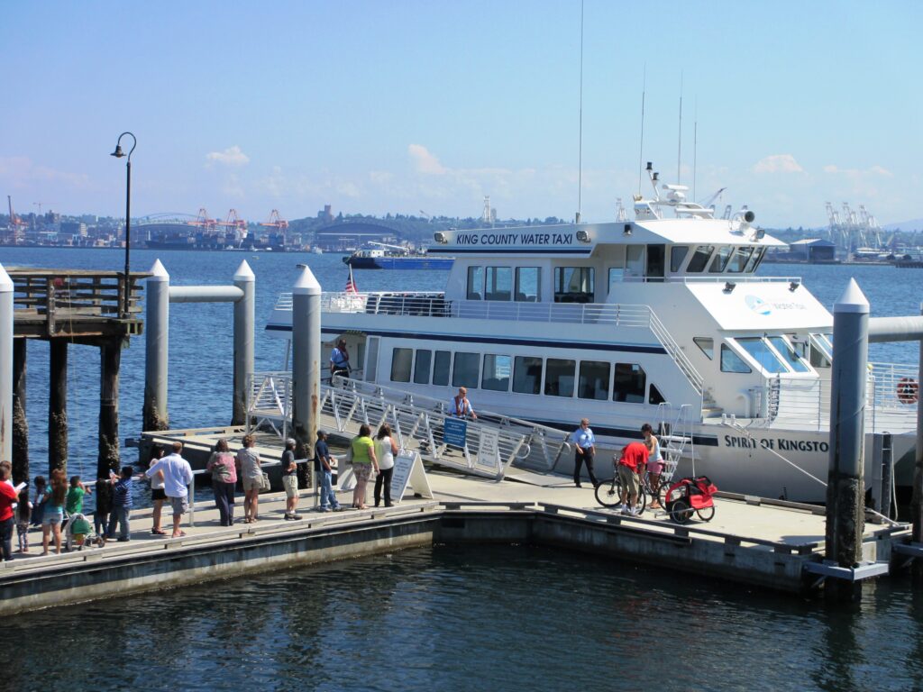 Boarding the King County Water Taxi at Seacrest Park, West Seattle