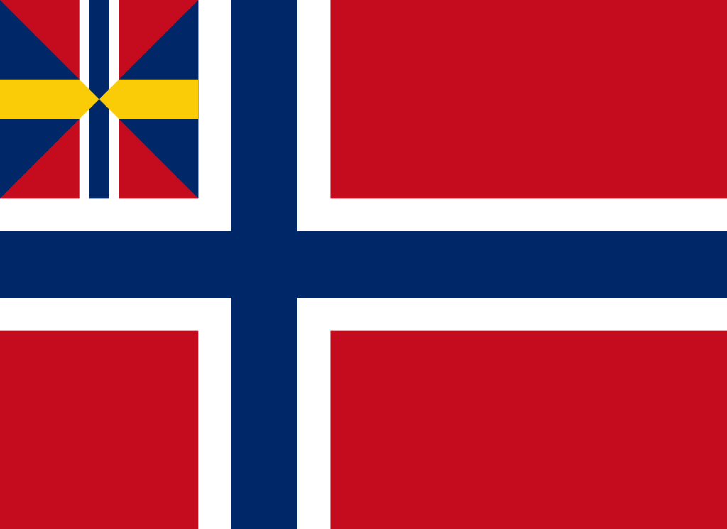 Flag of Norway under Swedish union, 1844 to 1899.