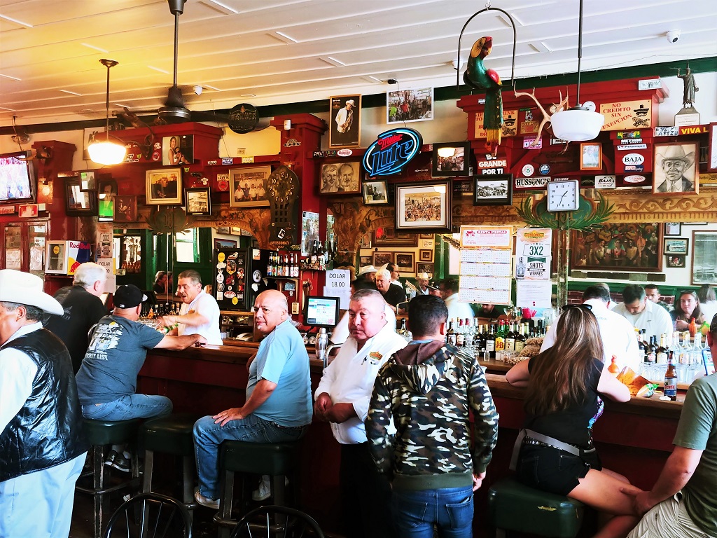The bar at Hussong's Cantina is a lively mix of locals and tourists.