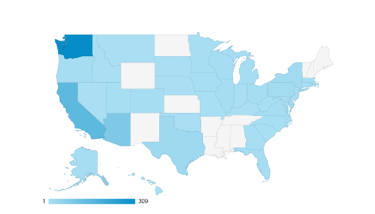 SEATravelZombie United States readership map