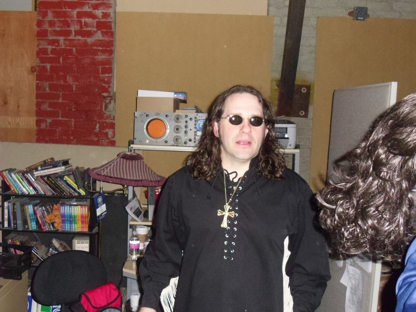 David Hillman, singer for Seattle-based Black Sabbath tribute Bastard of Reality, getting ready backstage.
